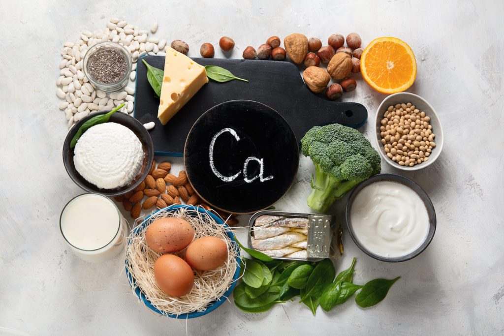 Foods High in Calcium for bone health, muscle constraction, lower cancer risks, weight loss. Top view