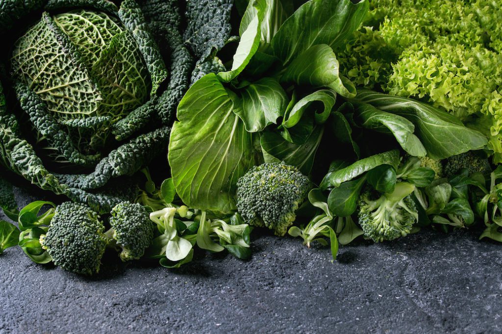 Green leafy vegetables as a source of calcium for bones
