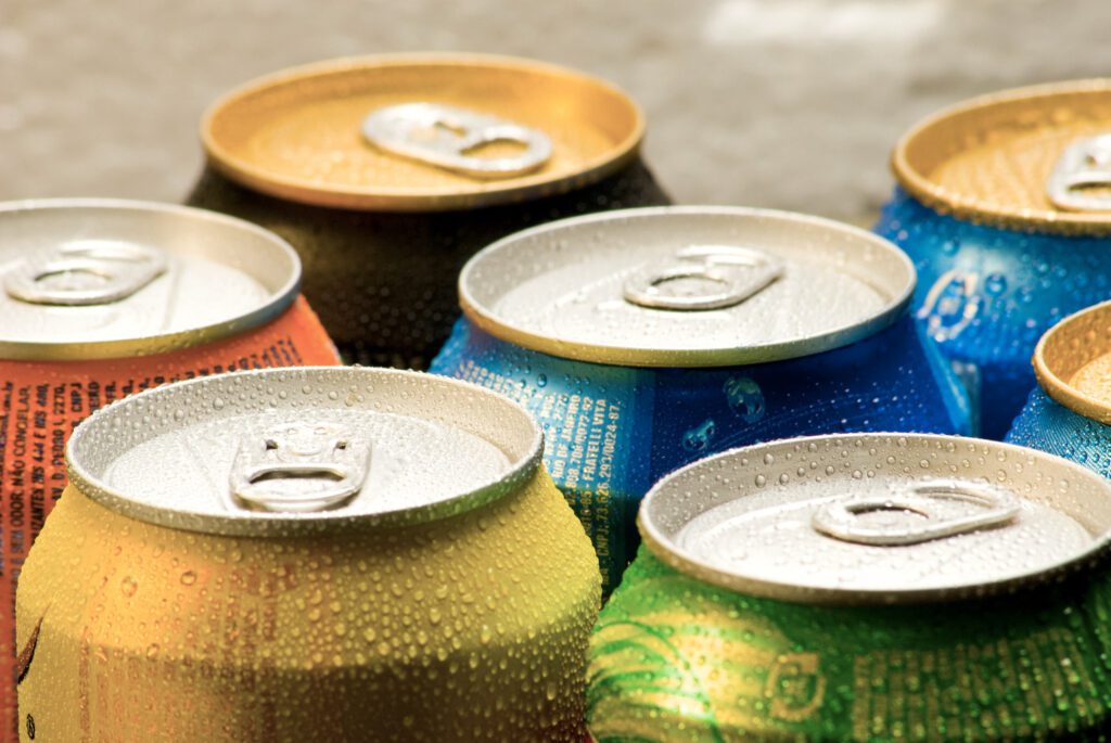 Cans of aspartame containing soft drinks. Not part of the plan to eat real food for health