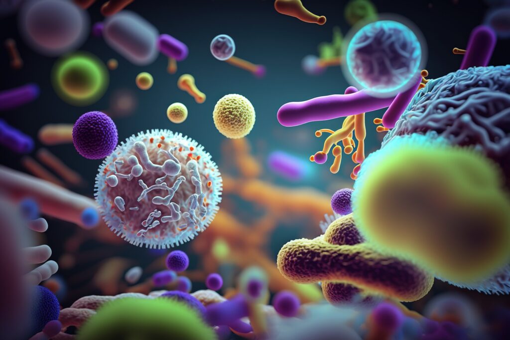 Bacteria forming part of the human gut microbiome. Bacterial disturbance as one of 3 possible causes of IBS